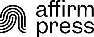 A logo of Affirm Press, showing wavy lines in a shape to the left, resembling a thumbprint swirl. To the right is affirm press in sans serif font.